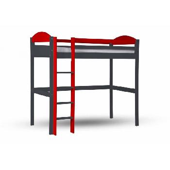 Maximus Long Graphite High Sleeper Bed with Red