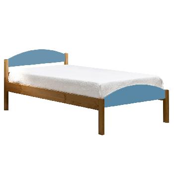 Maximus Long Single Antique Bed Frame Antique with Baby Blue