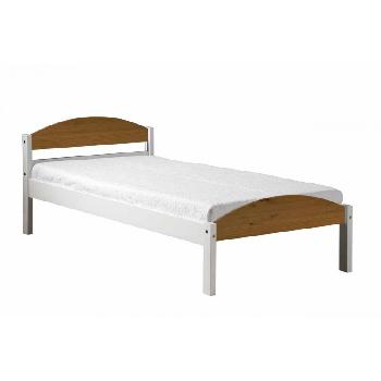 Maximus Long Single Whitewash Bed Frame White with Antique
