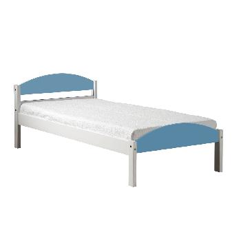 Maximus Long Single Whitewash Bed Frame White with Baby Blue