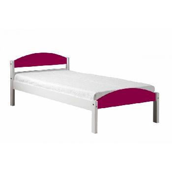 Maximus Long Single Whitewash Bed Frame White with Fuschia