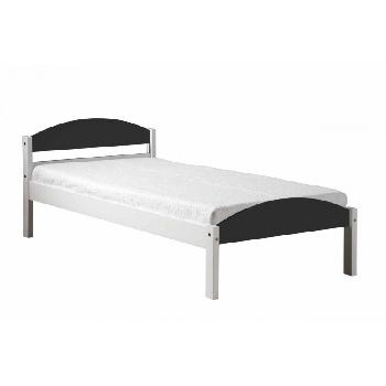 Maximus Long Single Whitewash Bed Frame White with Graphite