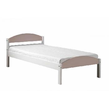 Maximus Long Single Whitewash Bed Frame White with Pink