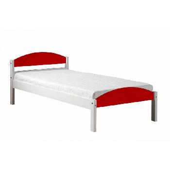Maximus Long Single Whitewash Bed Frame White with Red