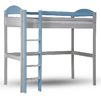 Maximus Long Whitewash High Sleeper Bed with Baby Blue