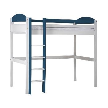 Maximus Long Whitewash High Sleeper Bed with Blue