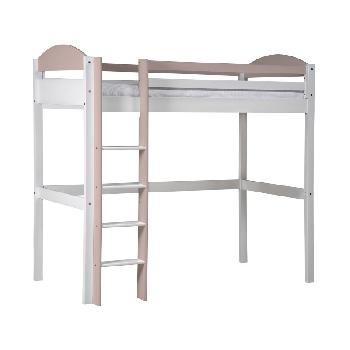Maximus Long Whitewash High Sleeper Bed with Pink