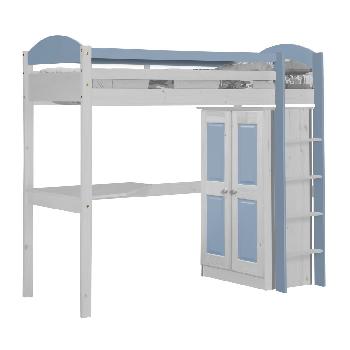 Maximus Long Whitewash High Sleeper Set 1 with Baby Blue