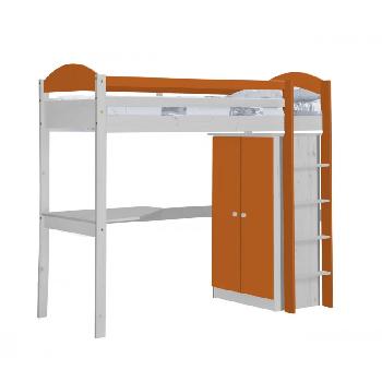 Maximus Long Whitewash High Sleeper Set 1 with Orange