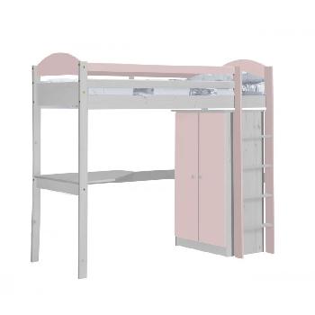 Maximus Long Whitewash High Sleeper Set 1 with Pink