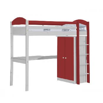 Maximus Long Whitewash High Sleeper Set 1 with Red