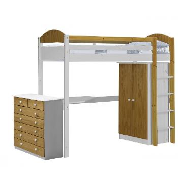 Maximus Long Whitewash High Sleeper Set 2 with Antique