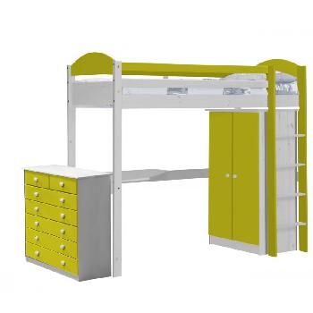 Maximus Long Whitewash High Sleeper Set 2 with Lime