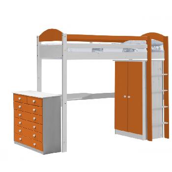 Maximus Long Whitewash High Sleeper Set 2 with Orange