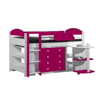 Maximus Whitewash Long Mid Sleeper Set 1 with Fuschia