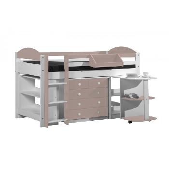 Maximus Whitewash Long Mid Sleeper Set 1 with Pink