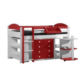 Maximus Whitewash Long Mid Sleeper Set 1 with Red