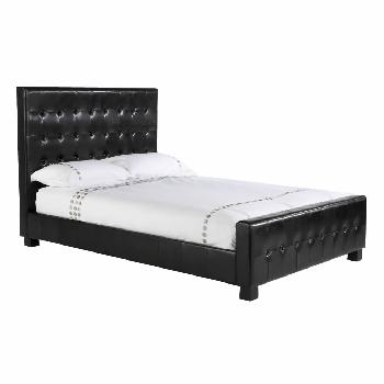Mayfair Button Faux Leather Bed Frame Black King