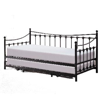 Memphis Day Bed and trundle in Black with Mattress and Bedding Bale Single