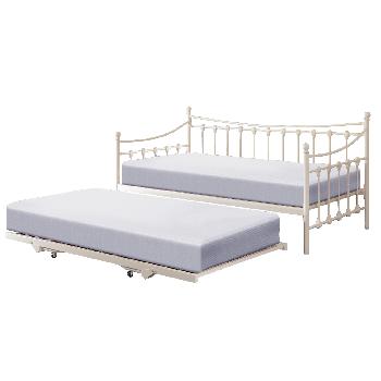 Memphis Day Bed and trundle in Ivory with Mattress and Bedding Bale Single