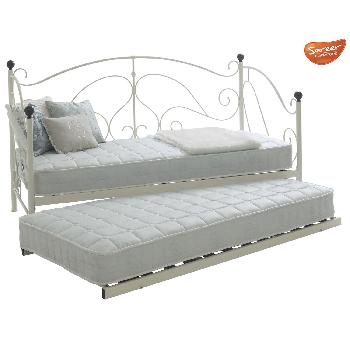 Milan Day Bed with Trundle Single Cream
