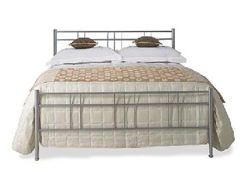 Milano Glossy Silver Metal Bed Frame - 4'6 Double