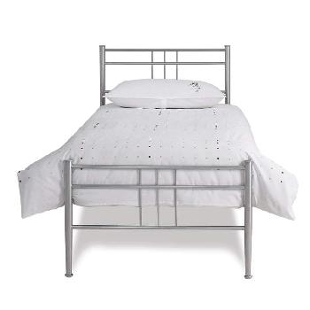Milano Metal Bedstead in Glossy Silver Small Double
