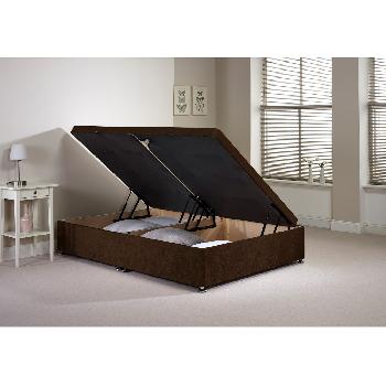 Millbank Ottoman Divan Bed Frame Chocolate Velvet Fabric Double 4ft 6