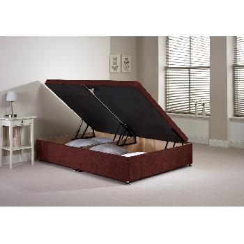 Millbank Ottoman Divan Bed Frame Mulberry Velvet Fabric Double 4ft 6