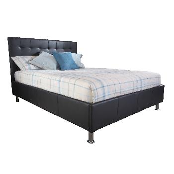 Naples Leather Bed Frame Black Double