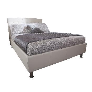 Naples Leather Bed Frame White Double