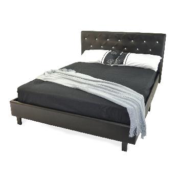 New York Crystal Faux Leather Bed Frame Faux Leather NewYork Crystal Black Bed Frame Double
