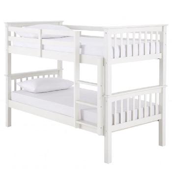 Novaro White Bunk Bed with Mattress and Bedding Bale Single