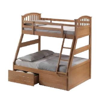 Oak Triple Sleeper Bunk Bed with Storage Drawers