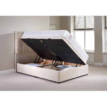Olivo Ottoman Divan Bed and Mattress Set Cream Chenille Fabric Super King 6ft