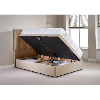 Olivo Ottoman Divan Bed and Mattress Set Mink Chenille Fabric Super King 6ft