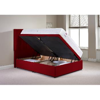 Olivo Ottoman Divan Bed and Mattress Set Raspberry Chenille Fabric Super King 6ft