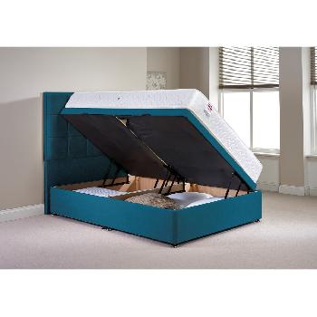 Olivo Ottoman Divan Bed and Mattress Set Teal Chenille Fabric Small Single 2ft 6