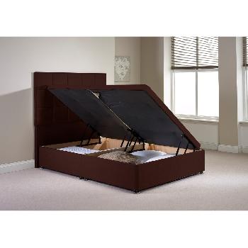 Olivo Ottoman Divan Bed Frame Chocolate Chenille Fabric Double 4ft 6