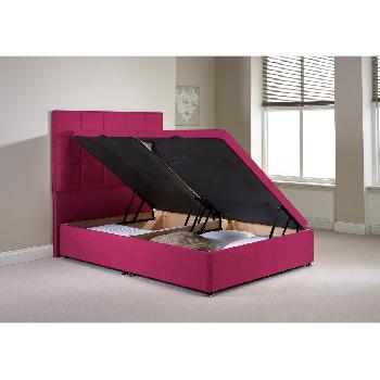 Olivo Ottoman Divan Bed Frame Pink Chenille Fabric Double 4ft 6