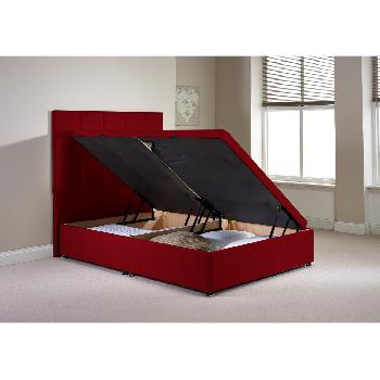 Olivo Ottoman Divan Bed Frame Raspberry Chenille Fabric Double 4ft 6