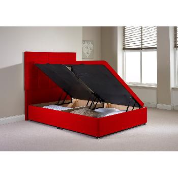Olivo Ottoman Divan Bed Frame Red Chenille Fabric Double 4ft 6