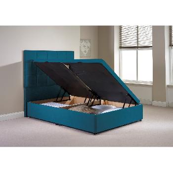 Olivo Ottoman Divan Bed Frame Teal Chenille Fabric Double 4ft 6