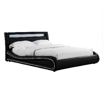 Omega Black LED Faux Leather Bed Frame Omega Black LED King size Faux Leather Bed Frame