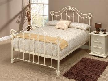 Original Bedstead Co Alva 4' 6 Double Glossy Ivory Slatted Bedstead Metal Bed