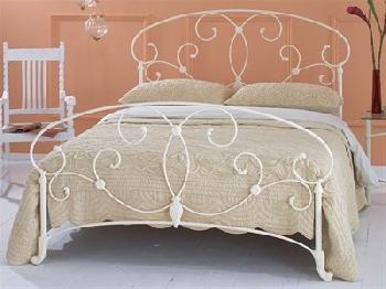 Original Bedstead Co Arigna in Ivory 5' King Size Glossy Ivory Slatted Bedstead Metal Bed