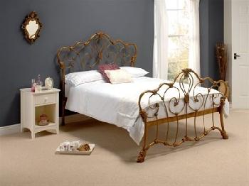 Original Bedstead Co Athalone in Bronze 4' 6 Double Antique Bronze Slatted Bedstead Metal Bed