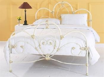 Original Bedstead Co Ballina in Ivory 4' Small Double Glossy Ivory Slatted Bedstead Metal Bed