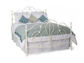 Original Bedstead Co Cara 4' 6 Double Glossy Ivory Slatted Bedstead Metal Bed