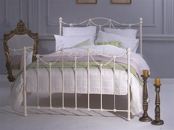 Original Bedstead Co Carie 5' King Size Glossy Ivory Low Foot End Metal Bed